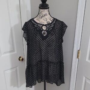 Black Polka Dot Women's Top